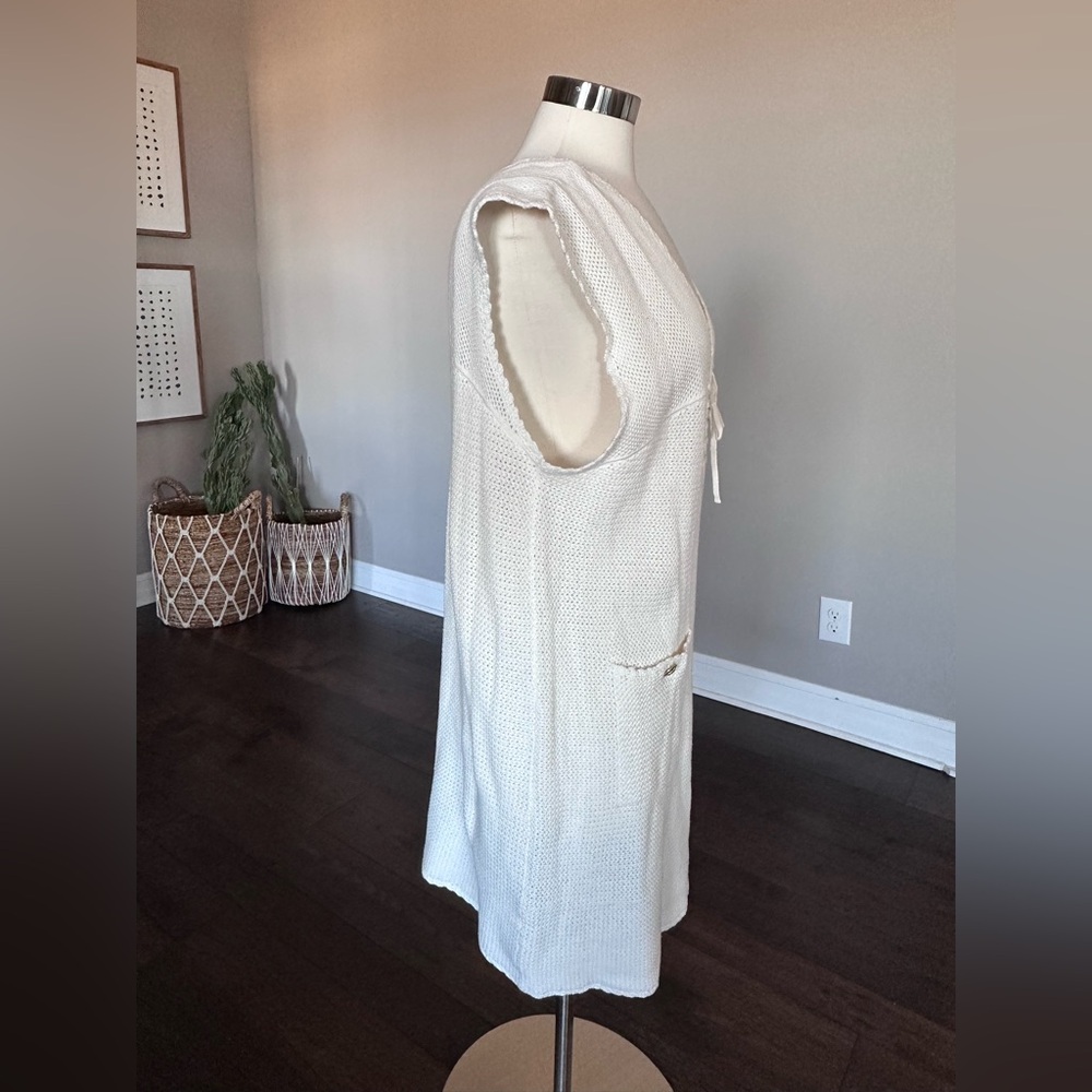 J. Crew Pointelle Cotton Lace-Up Sweater Dress Cover-Up Ivory XL NWTs - Picture 8 of 15